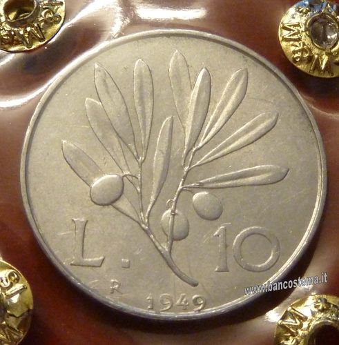 Italia 10 lire "Ulivo" 1949 SPL