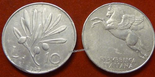 Italia 10 lire "Ulivo" 1949 MB