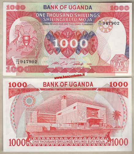 Uganda P26 1.000 Shillings 1986 unc