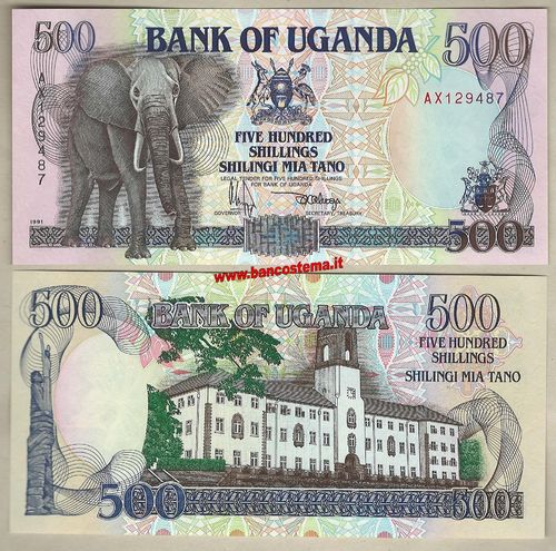 Uganda P33a 500 Shillings 1991 unc