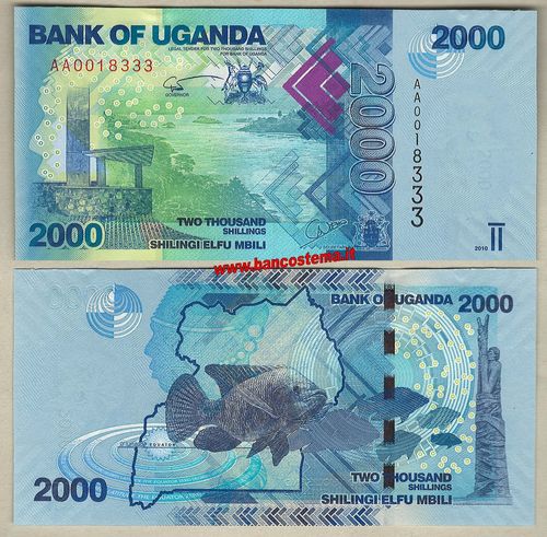 Uganda P50a 2.000 Shillings 2010 unc