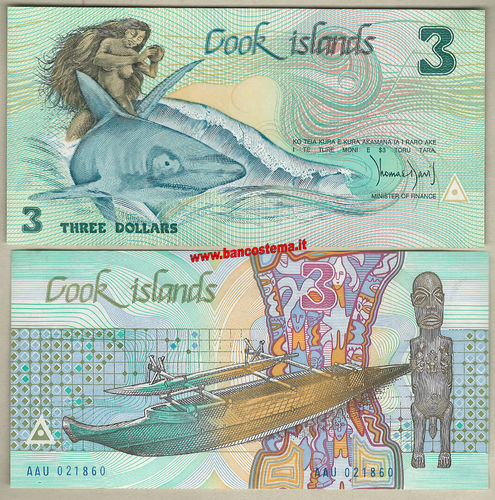 Cook Islands P3 3 Dollars nd 1987 unc