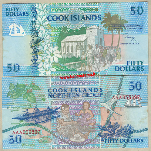 Cook Islands P10a 50 Dollars nd 1992 aunc
