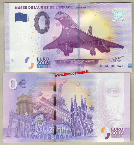 Euro 0 touristiqué Muséee de L'air et de l'espace Concorde (France) 2017-1