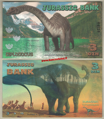 Jurassic Bank 3 Din 2015 polymer unc serie II