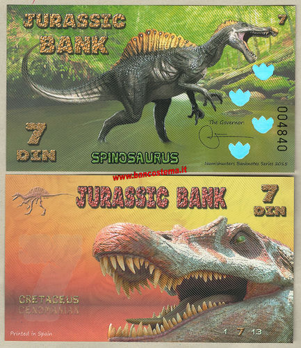 Jurassic Bank 7 Din 2015 polymer unc serie I