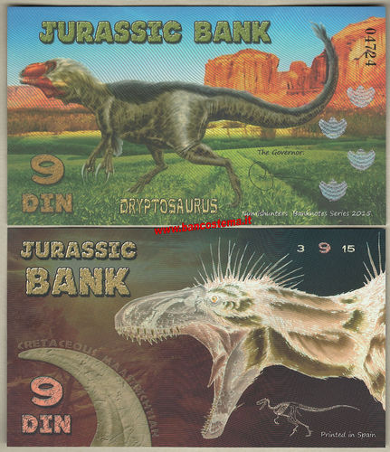 Jurassic Bank 9 Din 2015 polymer unc serie II