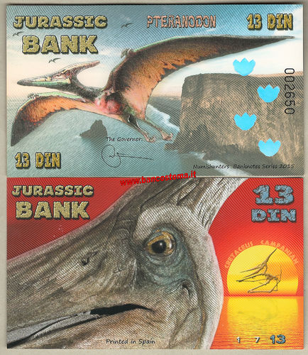 Jurassic Bank 13 Din 2015 polymer unc serie I