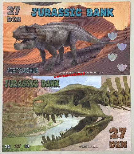 Jurassic Bank 27 Din 2015 polymer unc serie V