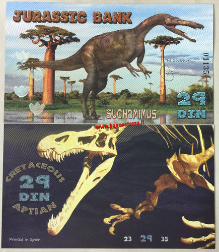 Jurassic Bank 29 Din 2015 polymer unc serie VI
