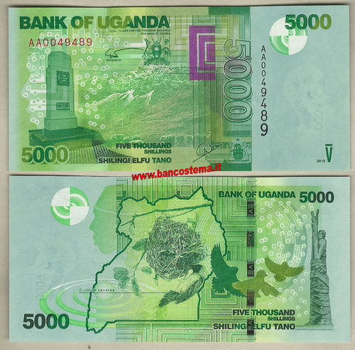 Uganda P51a 5.000 Shillings 2010 unc