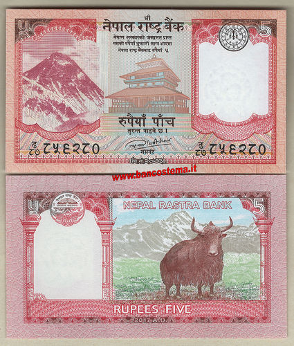 Nepal P76 5 Rupies 2017 unc