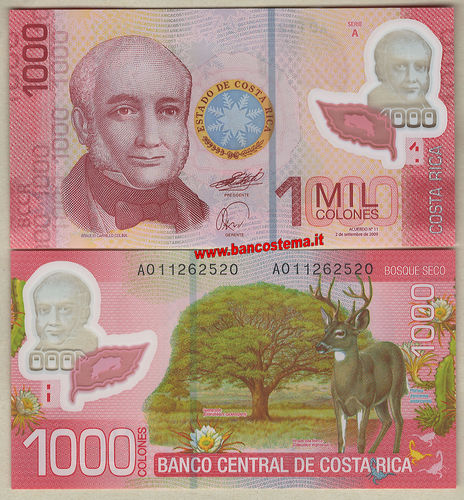 Costa Rica P274 1.000 Pesos 2.09.2009 unc polymer