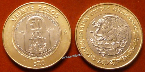 Mexico 20 Pesos 50° anniv DN II plane 2016 (2017) unc