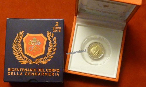 Vaticano 2 euro 2016 proof Commemorativo bicentenario del corpo della Gendarmeria