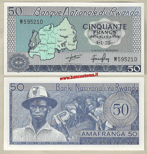 Rwanda P7c 50 Francs 01.01.1976 unc