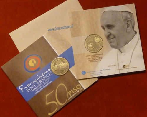 Philippines 50 Piso commemorativa visita papale 2015 coindard unc