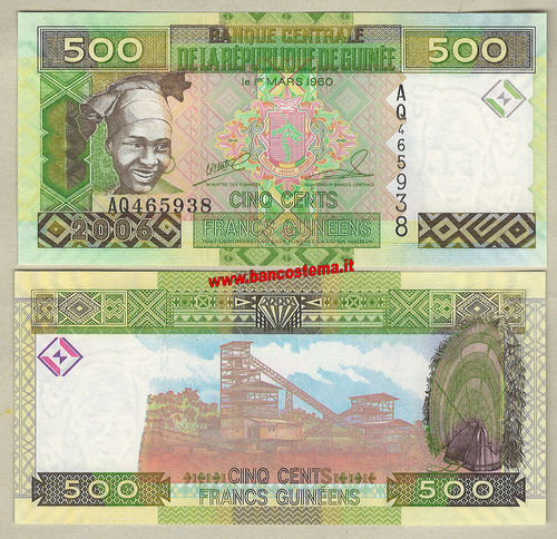Guinea P39a 500 Francs 2006  serie A unc
