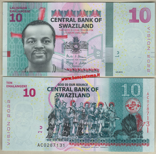 Swaziland P41 10 Emalangeni 06.09.2015 (2017) unc
