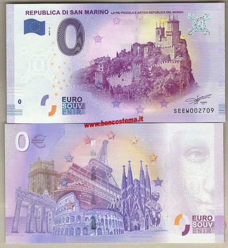 Euro 0 touristiqué San Marino (Italy) 2017-6