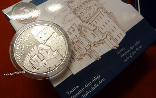 Italia 5 euro  "Trento" argento 2017 proof