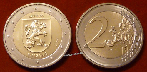 Lettonia 2 euro commemorativo "Kurzeme" 2017 fdc