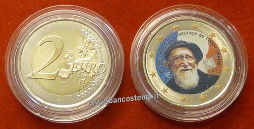Francia 2 euro commemorativo "Abbé Pierre" 2012 fdc color