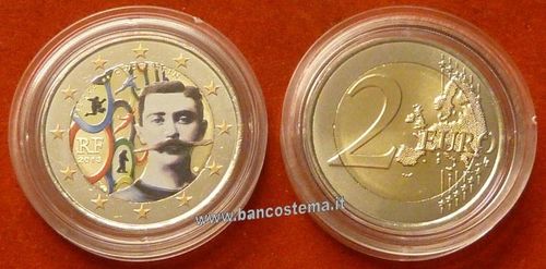 Francia 2 euro commemorativo "Pierre de Coubertin" 2013 fdc color