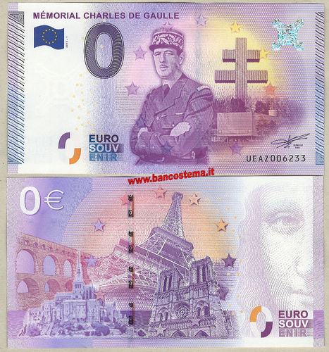 Euro 0 turistique MÉMORIAL CHARLES DE GAULLE (France) 2015-1 unc