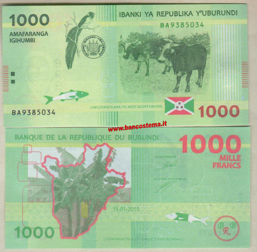 Burundi P51 1.000 Francs 15.01.2015 unc