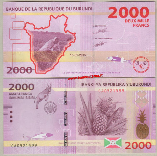 Burundi P52 2.000 Francs 15.01.2015 unc