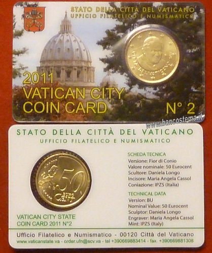 Vaticano coin card 50 cent nr.2 2011