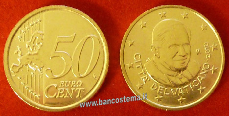 Vaticano 50 cents 2010 unc