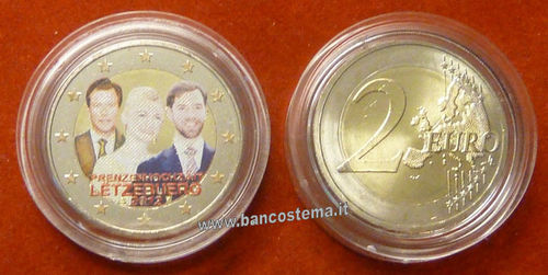 Lussemburgo 2 euro commemorativo 2012 "matrimonio dell'erede al trono" color FDC