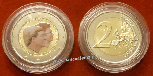 Olanda 2 euro commemorativo 2014 "Re Guglielmo Alessandro e la principessa Beatrice" color FDC