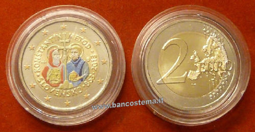 Slovacchia 2 euro commemorativo "1150º anniversario dell'avvento di Cirillo e Metodio 2013 FDC COLOR
