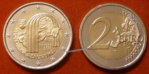 Slovacchia 2 euro commemorativo 25º anniversario della Repubblica Slovacca 2018 FDC