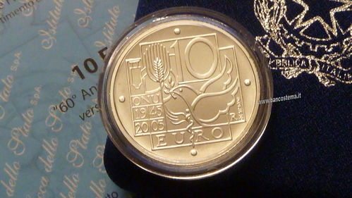 Italia 10 euro argento commemorativa "60° Anniversario Onu 2005 fdc