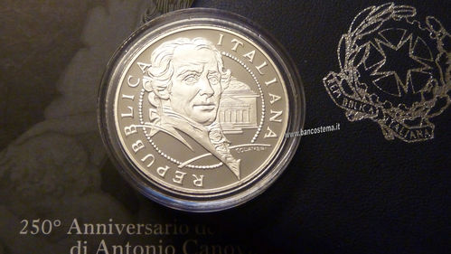 Italia 10 euro argento commemorativa "250°anniversario della nascita di Antonio Canova" 2007 FS