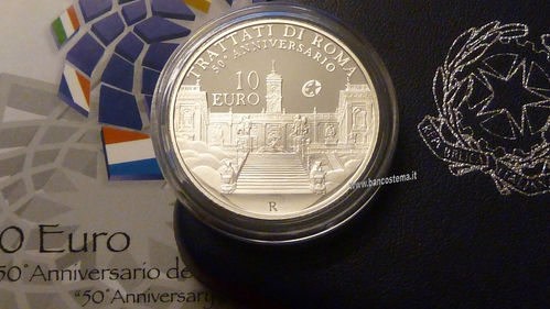 Italia 10 euro argento commemorativa "Trattati di Roma" 2007 FS