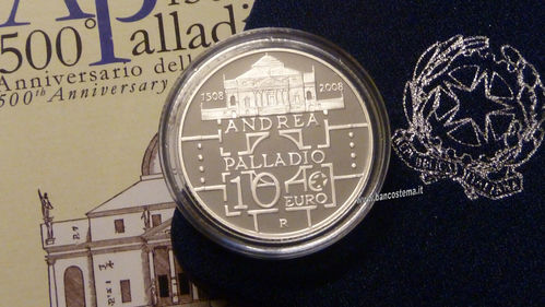 Italia 10 euro argento commemorativa "Andrea Palladio" 2008 FS