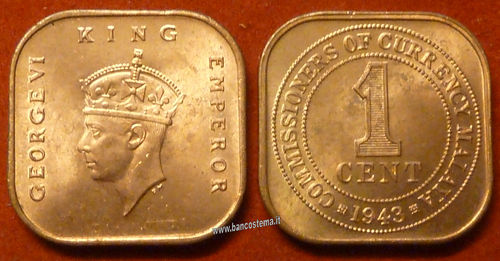 Malaya Km6 1 cent 1943 aunc