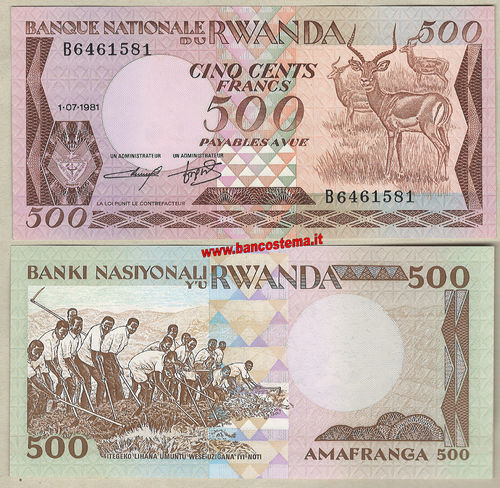 Rwanda P16 500 Francs 01.07.1981 Aunc