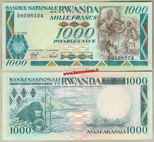 Rwanda P21 1.000 Francs 01.01.1988 unc