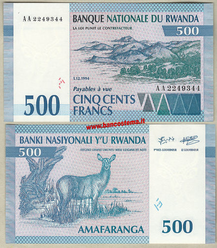 Rwanda P23 500 Francs 01.12.1994 unc