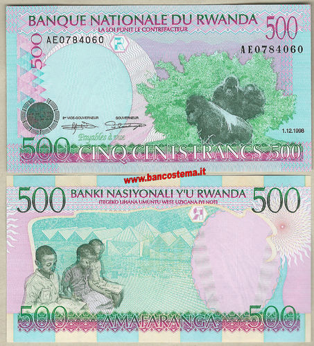 Rwanda P26a 500 Francs 01.12.1998 unc