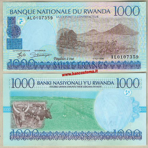 Rwanda P27a 1.000 Francs 01.12.1998 unc
