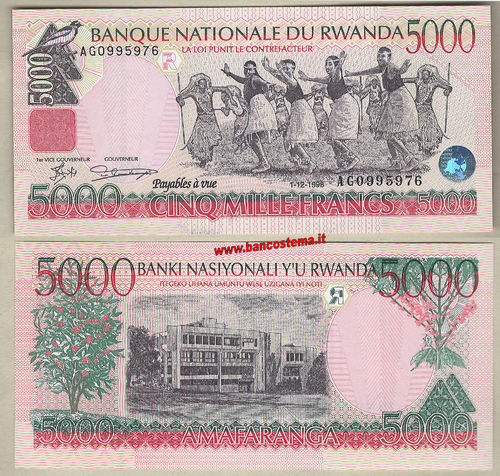 Rwanda P28b 5.000 Francs 01.12.1998 unc