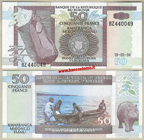 Burundi P36a 50 Francs 19.05.1994 unc