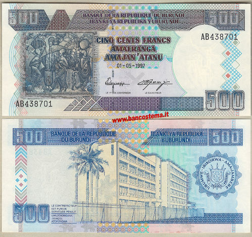 Burundi P38a 500 Francs 01.05.1997 unc